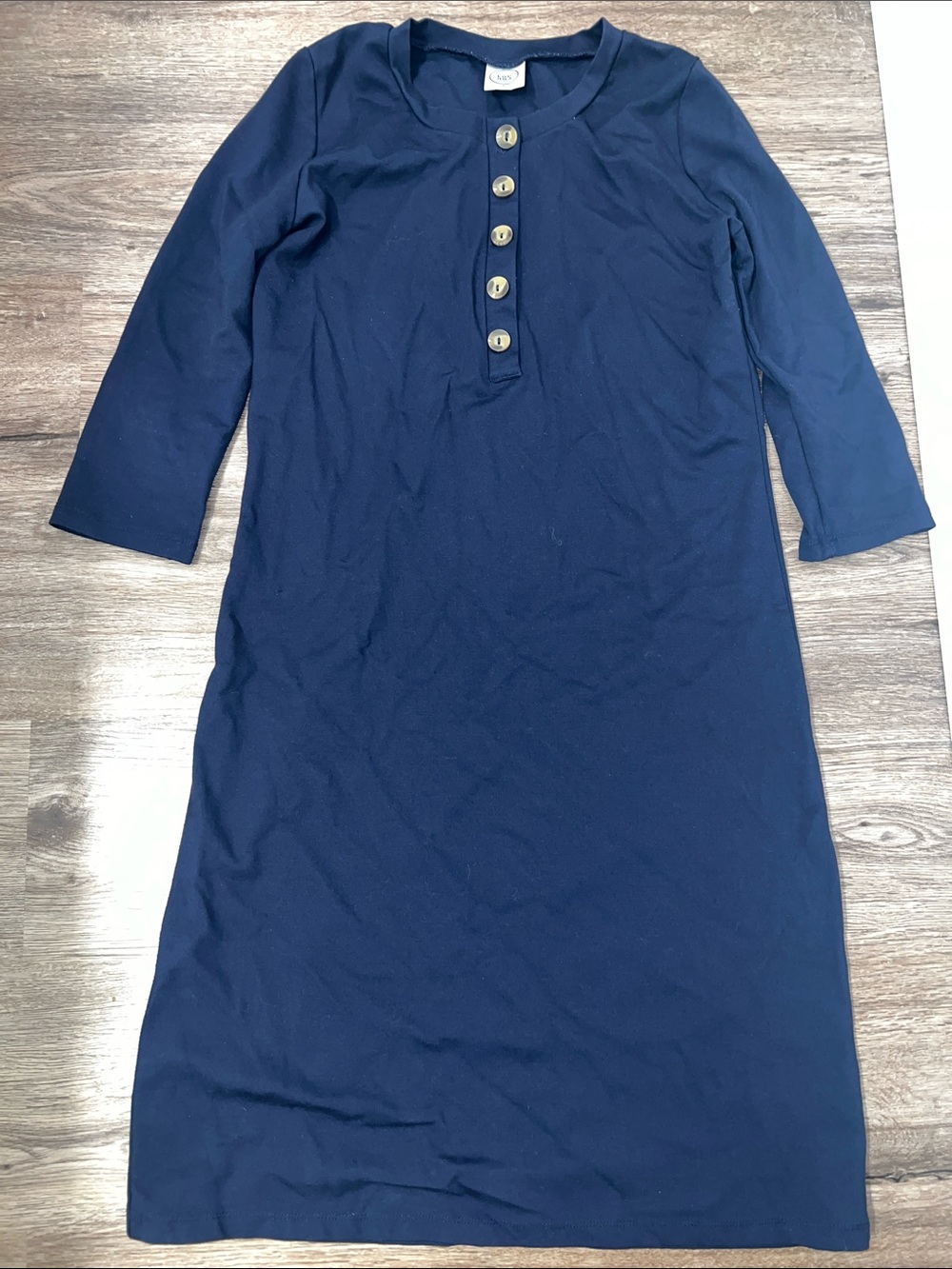 Lou Lou The Everyday Dress Navy Button-Front Midi Dress